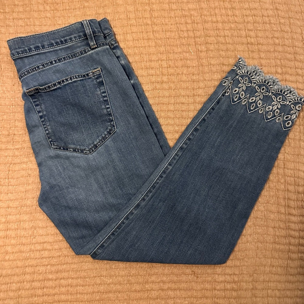 LOFT  Skinny Jeans with Embroidered Hem - Picture 2 of 6